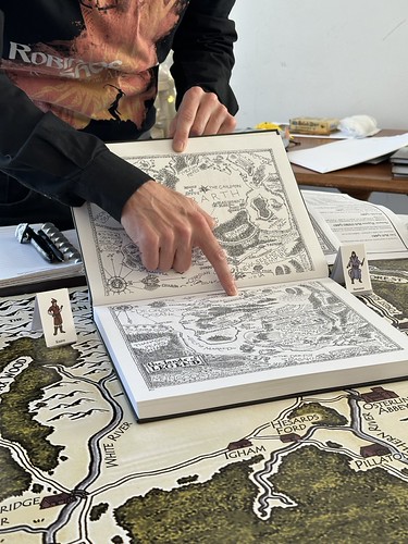 The GM showing us where we are on the world map of the Land of Legend (for Dragon Warriors).